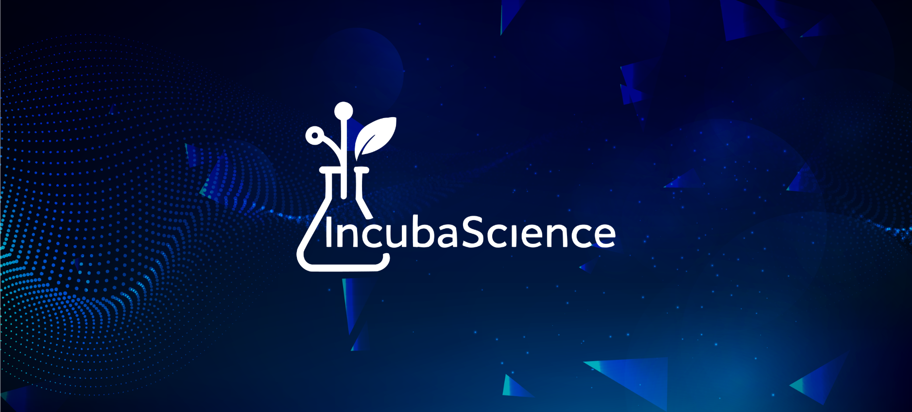 Logotipo do programa IncubaScience sobre fundo azul.