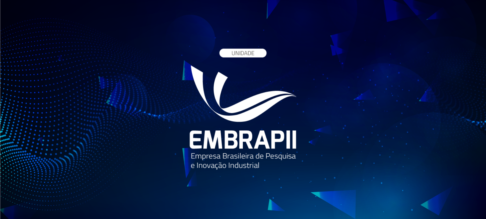Logotipo da Unidade EMBRAPII BiotecCETENE sobre fundo azul.
