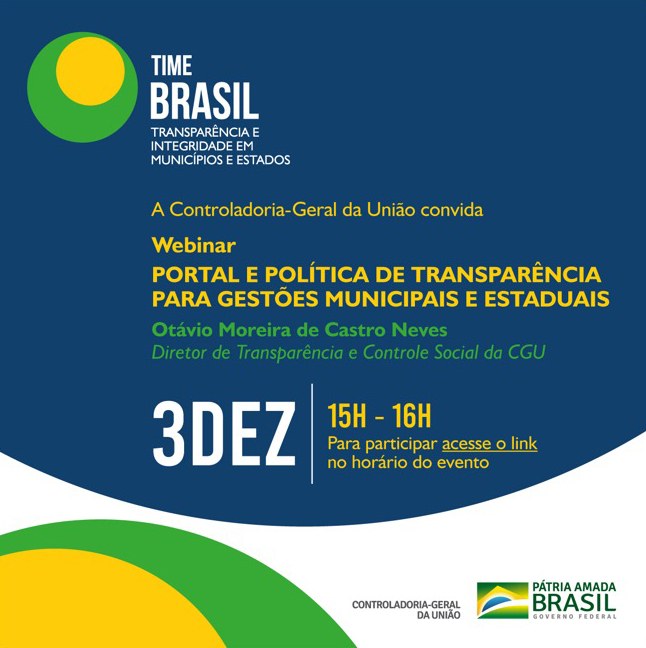 CGU realiza 3ª webinar sobre transparência para gestões municipais e estaduais