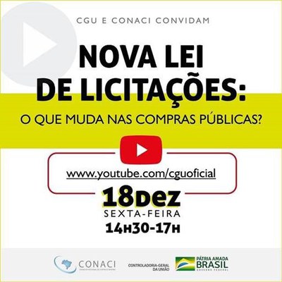 CGU e CONACI promovem webinar sobre Nova Lei de Licitações
