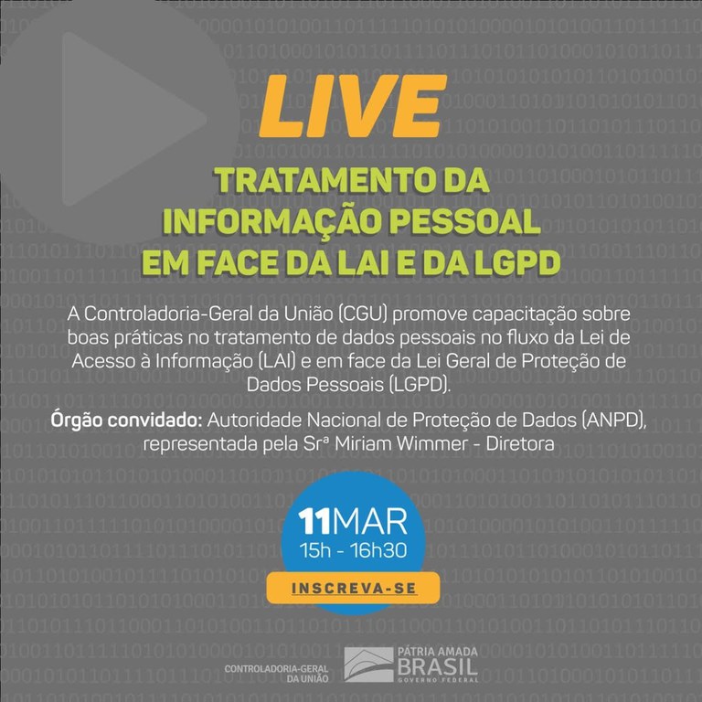 LAI: Tratamento de dados pessoais é tema de nova capacitação da CGU