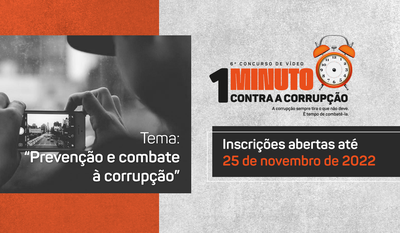 Inscrições abertas para o VI Concurso de Vídeo 1 Minuto Contra a Corrupção