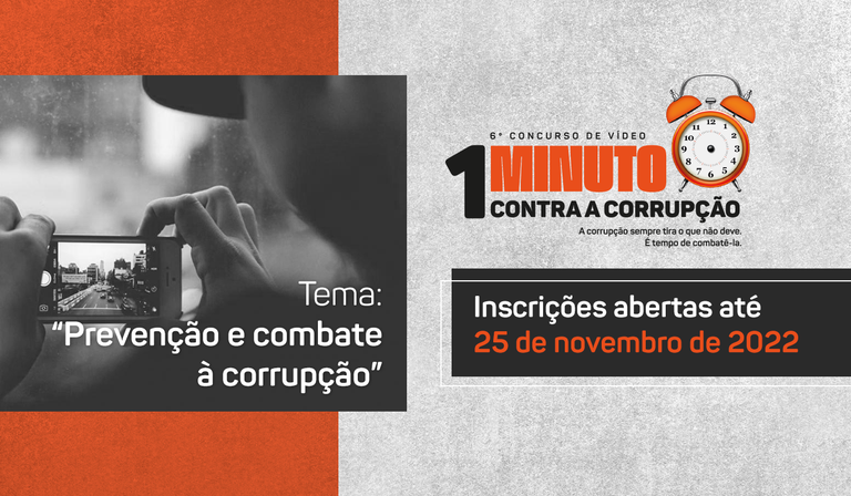 Inscrições abertas para o VI Concurso de Vídeo 1 Minuto Contra a Corrupção