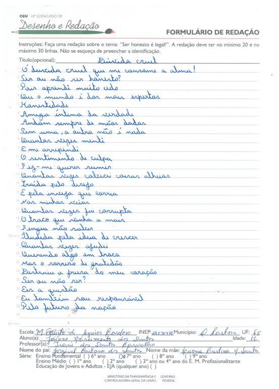 Jaínne Nascimento dos Santos - Escola Municipal Fausto de Aguiar Cardoso