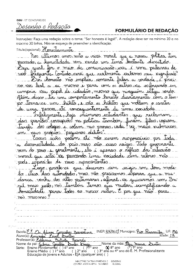 8º Ano Redação - MG