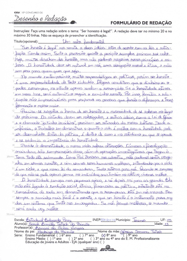 Sarah Emilly Tatsch da Paixão - Escola Estadual Eduardo Perez