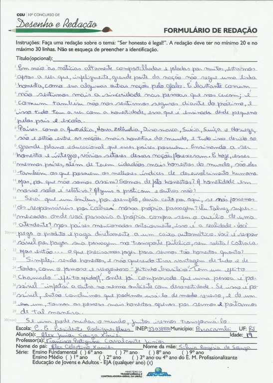 Alex Junior Souza Xavier - Colégio Estadual Presidente Rodrigues Alves