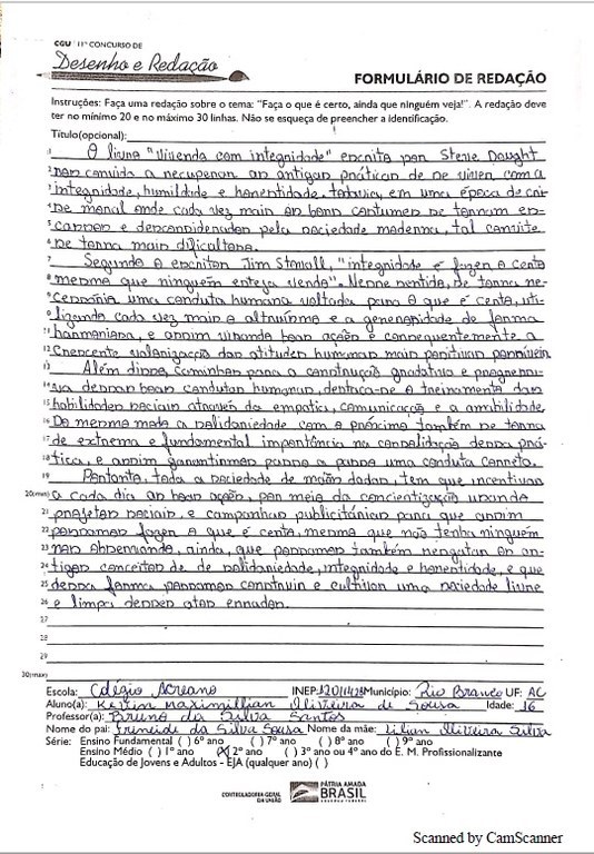 Kevin Maximillian Oliveira de Souza - Colégio Acreano