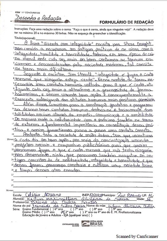 Kevin Maximillian Oliveira de Souza - Colégio Acreano