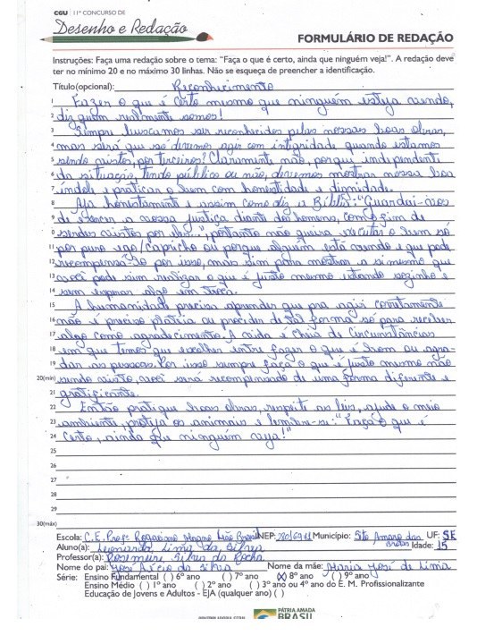 Leonarda Lima da Silva - C.E. Profº Rogaciano Magno Leão Brasil