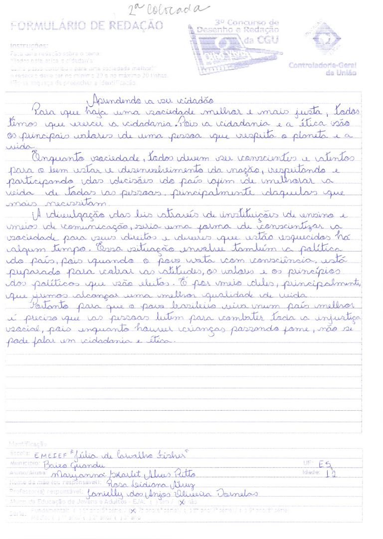 Maryanna Skarlet Alves Pitto - EMEIEF Julia de Carvalho Fisher 