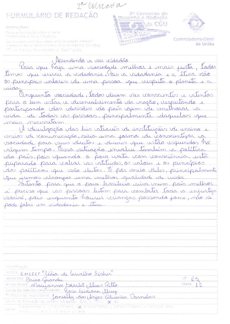 Maryanna Skarlet Alves Pitto - EMEIEF Julia de Carvalho Fisher 