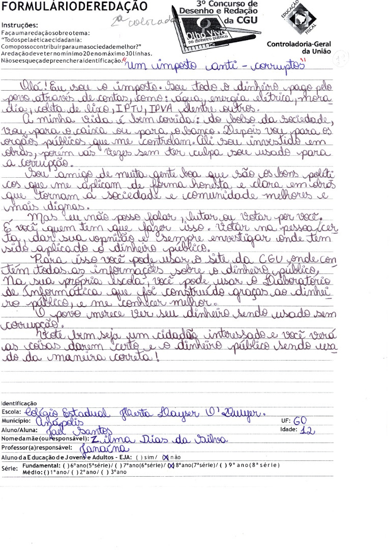 Joel Santos- Colégio Estadual Horta Layser o'Damyller 