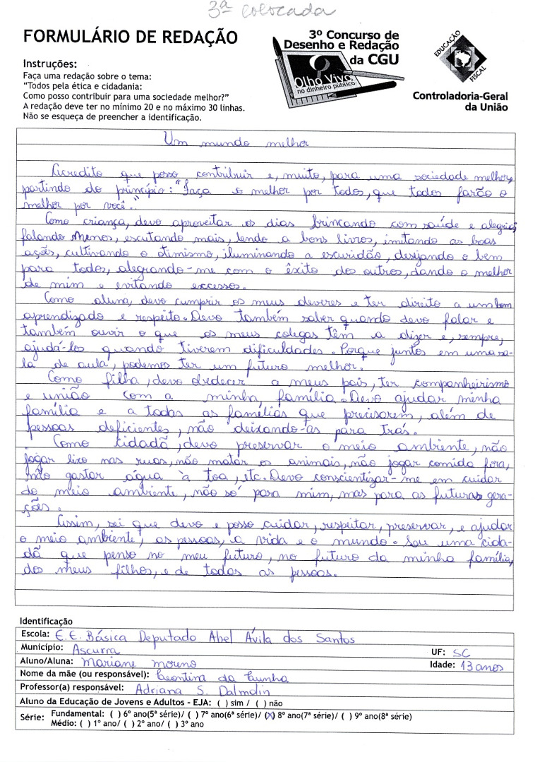 Mariane Moreno  -E.E Básica Deputado Abel Ávila dos Santos 