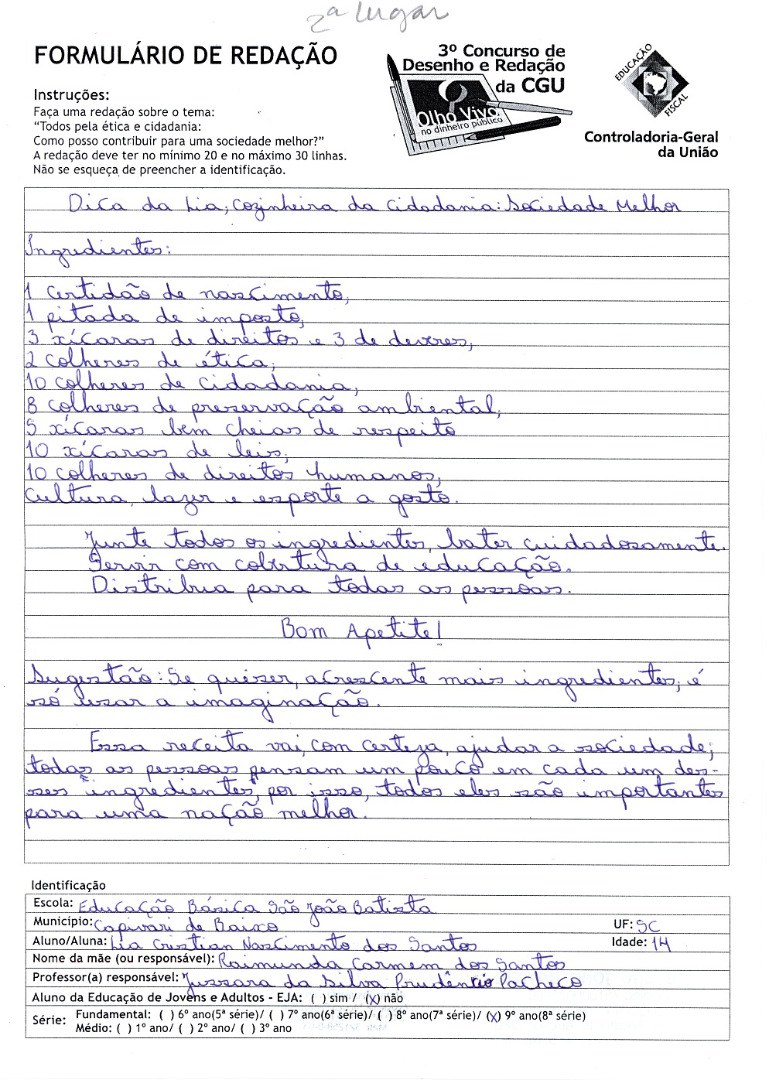 Lia Cristian Nascimento dos Santos - Educação Básica São João Batista 