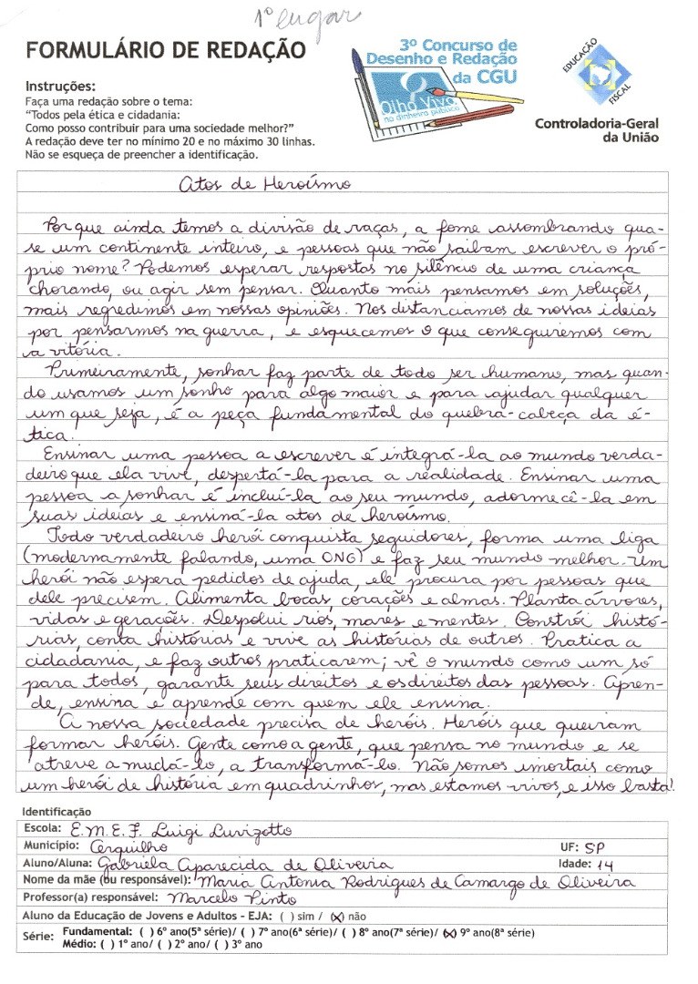 Gabriela Aparecida de Oliveira - E.M.E.F Luigi Lurizotto 