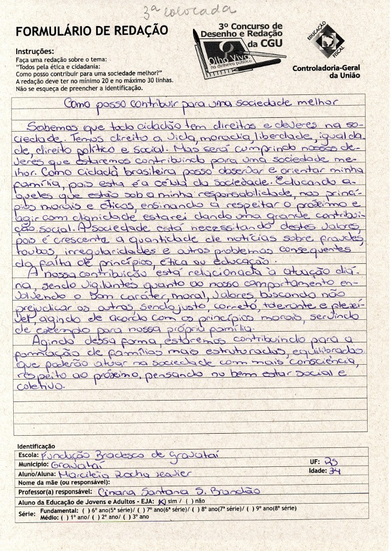 MARCILÉIA ROCHA XAVIER- Fundação Bradesco de Gravatai