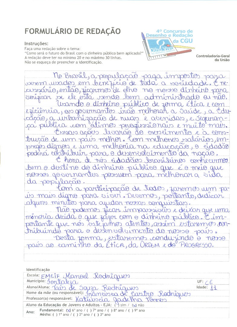 Taís de Souza Rodrigues - EMEIF Manoel Rodrigues