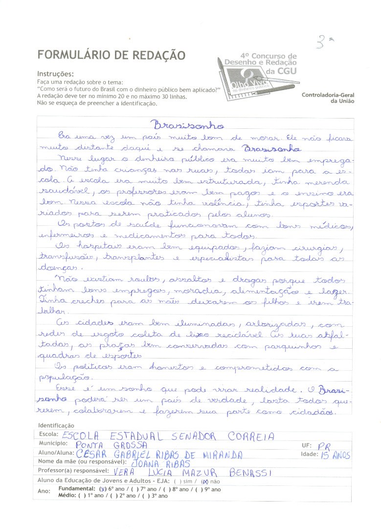 Cesar Gabriel Ribas de Miranda- Escola Estadual Senador Correia