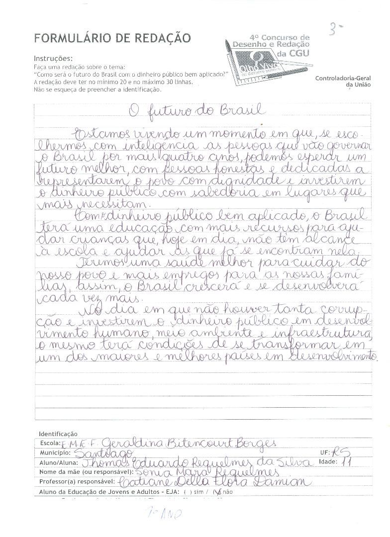 Thomas Eduardo Requelmes da Silva- EMEF Geraldina Bitencurt Borges