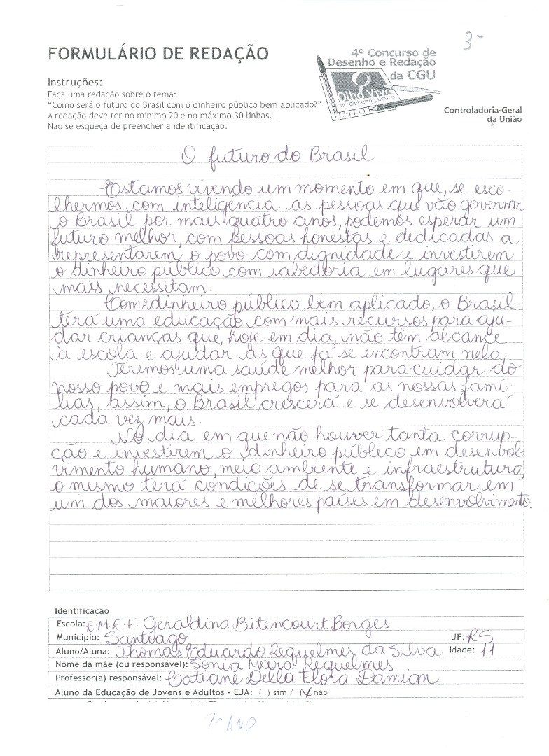 Thomas Eduardo Requelmes da Silva- EMEF Geraldina Bitencurt Borges