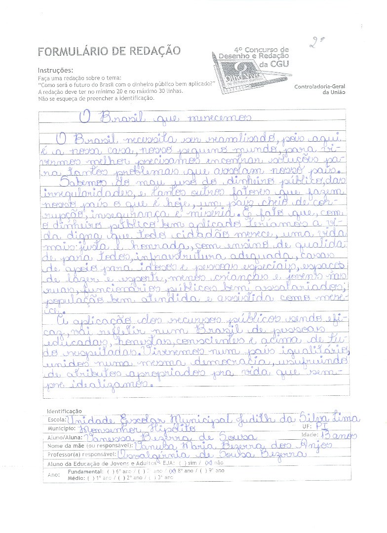 Vanessa Bezerra de Sousa- Unidade Escola Municipal Judith da Silva Lima