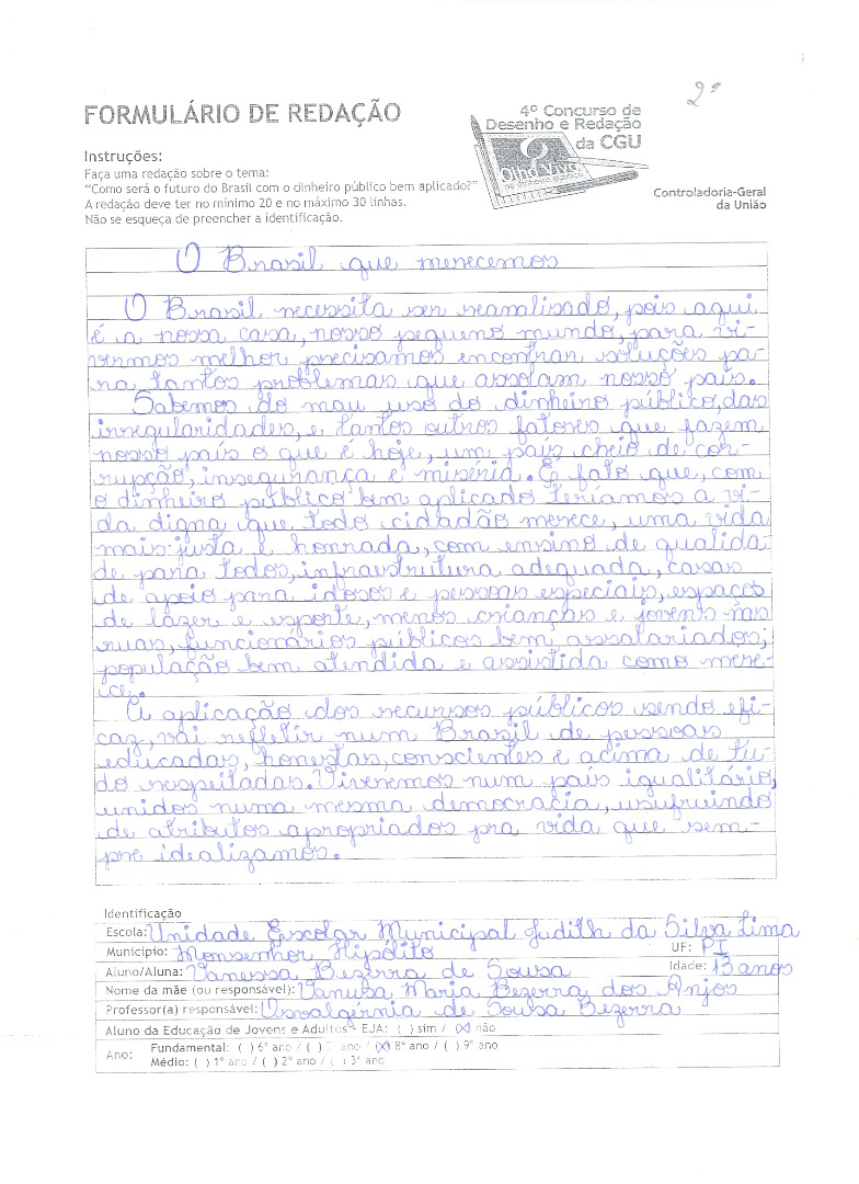 Vanessa Bezerra de Sousa- Unidade Escola Municipal Judith da Silva Lima