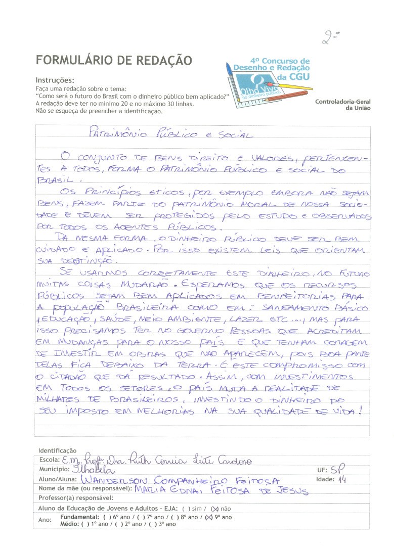 Wanderson Companheiro Feitosa- E.M.Profª Rúth Correia Leite Cardoso