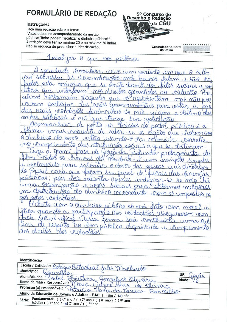 Isabel Christina Gonçalves Oliveira- Colégio Estadual Jales Machado 