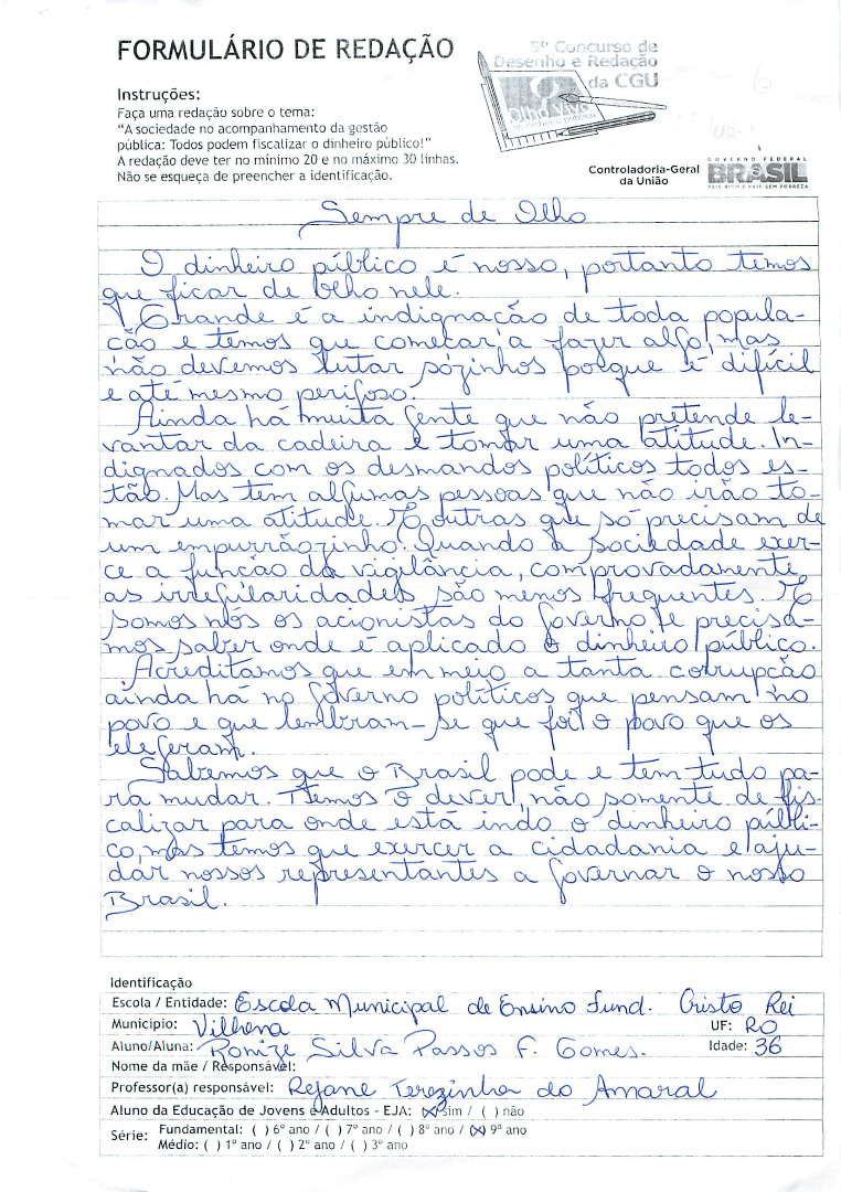 Ronize Silva Passos F.Gomes- Escola Municipal de Ensino Fundamental Cristo Rei