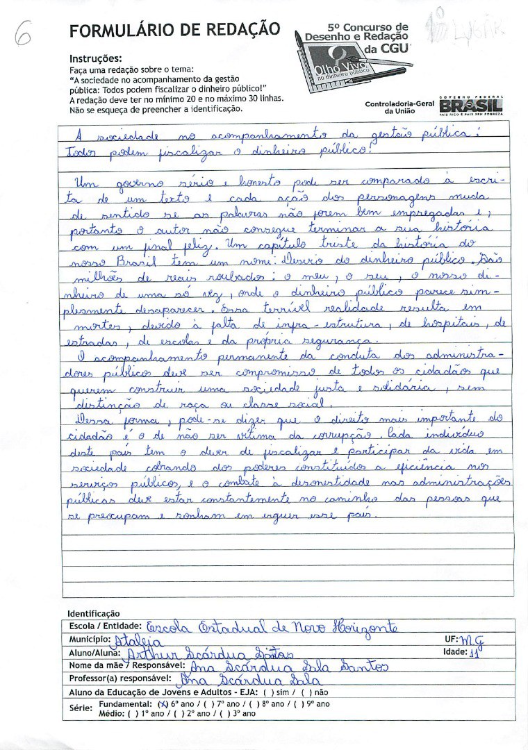 Arthur Scárdua Santos- Escola Estadual de Novo Horizonte