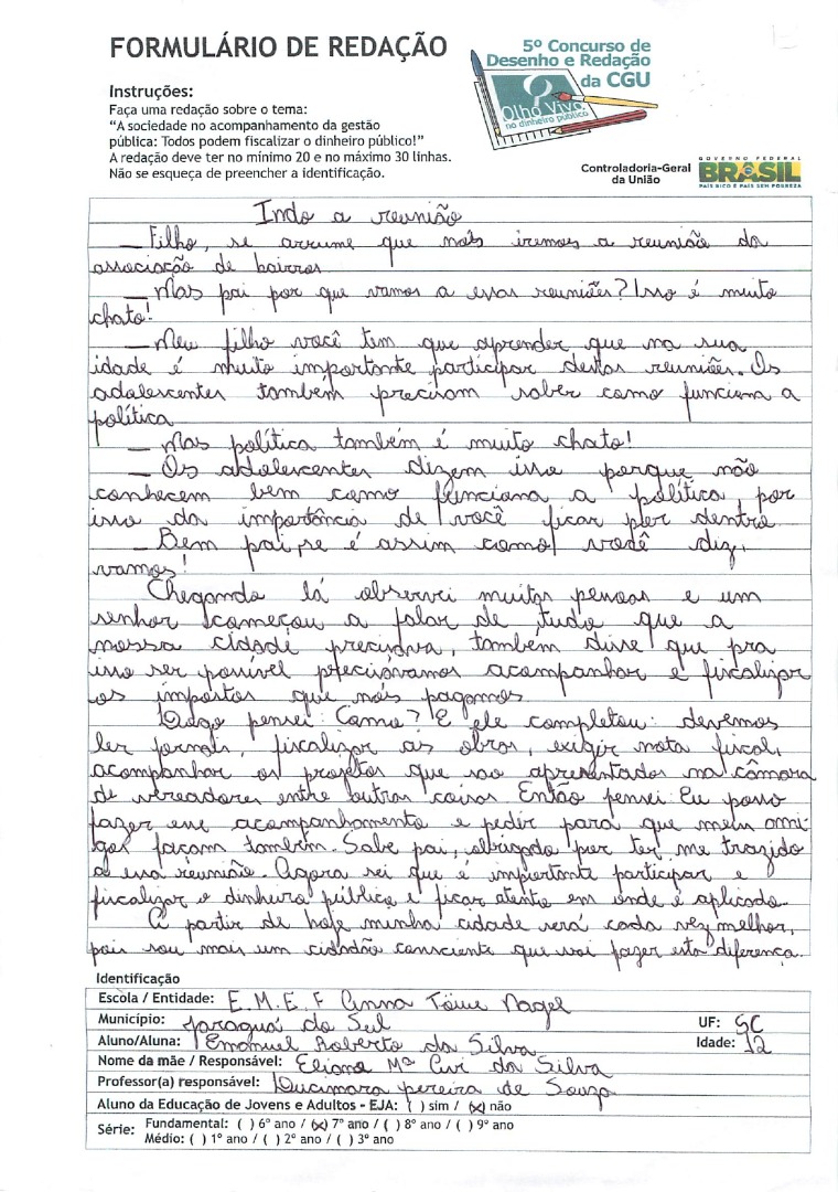 Emanuel Roberto da Silva- E.M.E.F Anna Torre Nagel