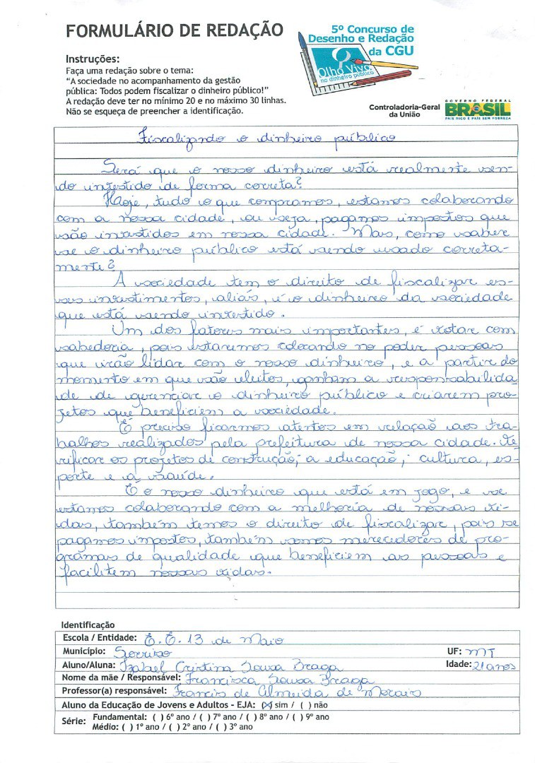 Izabel Cristina Sousa Braga- E.E.13 de Maio