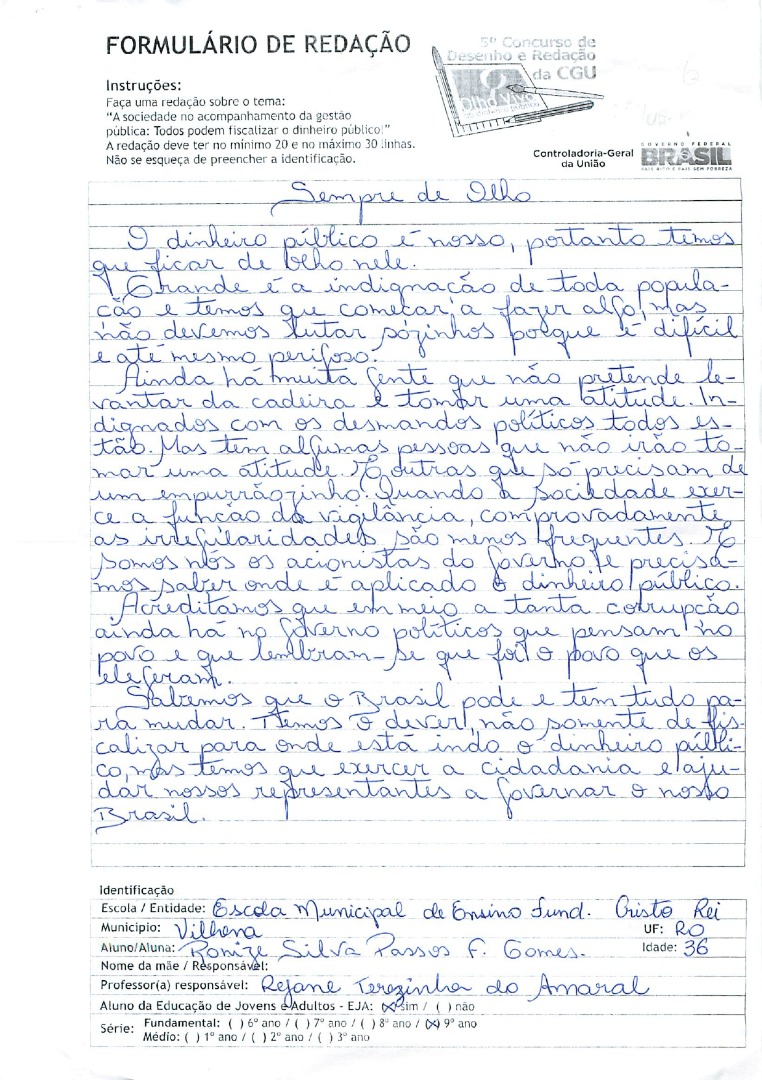 Ronize Silva Passos F.GOMES- Escola Municipal de Ensino Fundamental Cristo Rei