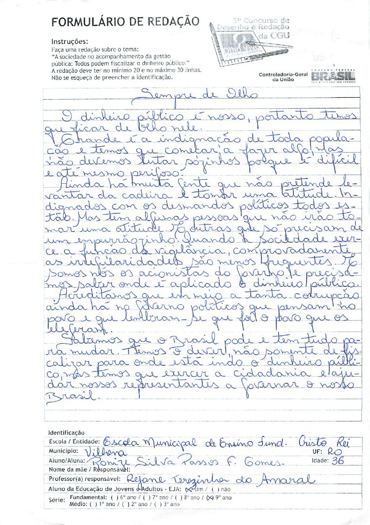 Ronize Silva Passos F.GOMES- Escola Municipal de Ensino Fundamental Cristo Rei