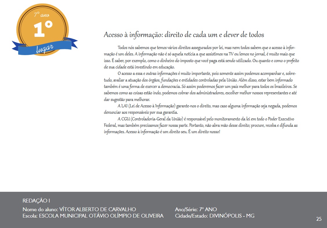 Vitor Alberto de Carvalho- Escola Municipal Otávio Olímpio de Oliveira 