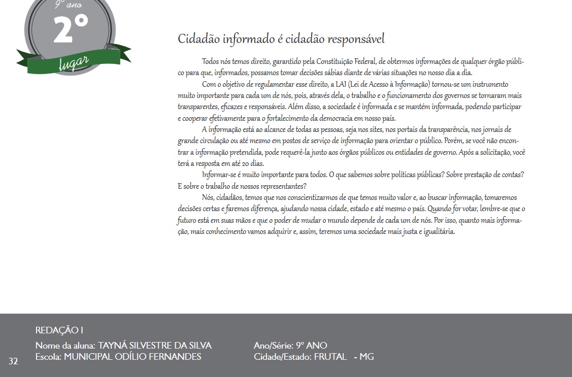 Tayná Silvestre da Silva- Escola Municipal Odílio Fernandes 