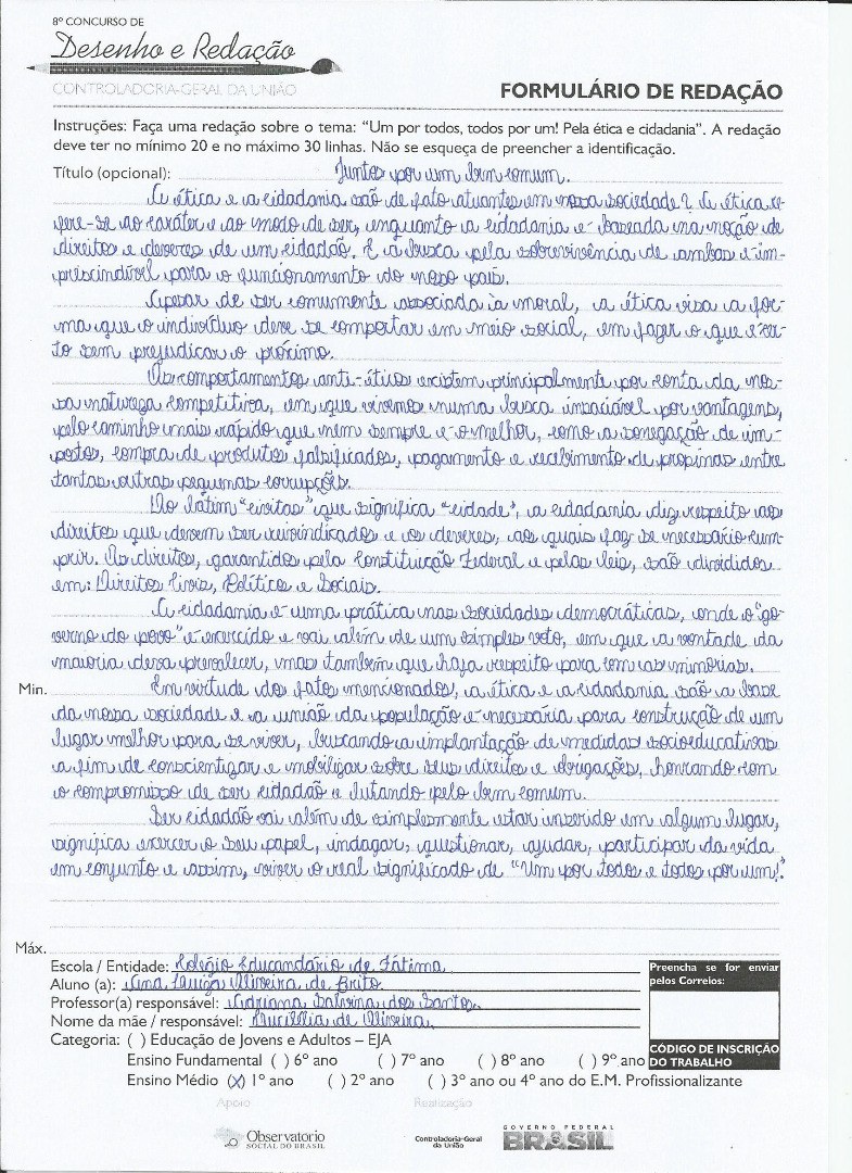 Ana Luiza Oliveira de Brito- Colégio Educandário de Fátima