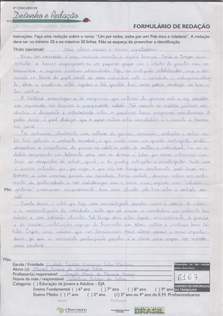 Manoel Pereira de Araujo Filho- Unidade Escolar Francisco Sales Martins