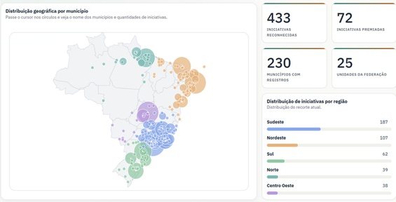 Conheça as iniciativas reconhecidas pelo Selo e Prêmio Bicicleta Brasil, acesse o painel de informações no mapa acima.