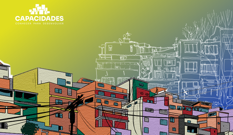 Banner simula uma favela brasileira.