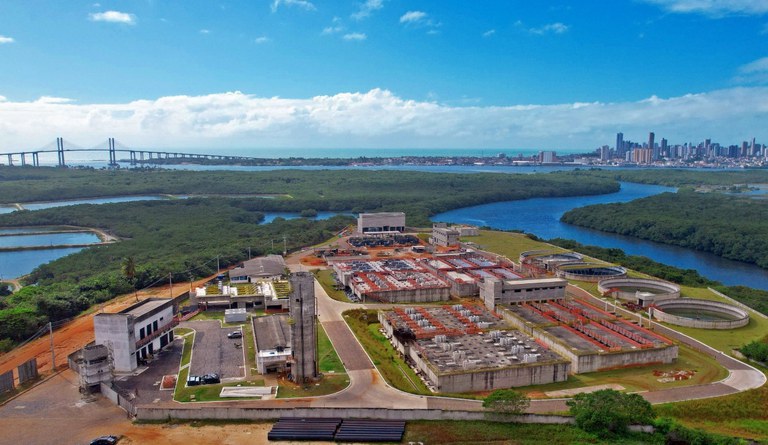 Imagem aérea do sistema de esgotamento sanitário de Natal.