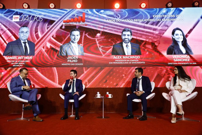 O ministro Jader Filho detalhou os investimentos em debêntures de saneamento em evento da CNN Brasil. Créditos: Marcelo Camargo. 