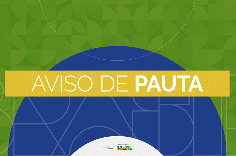 BANNER VERDE, AMARELO E AZUL COM A FRASE AVISO DE PAUTA.