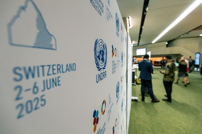 Banner do evento de mudanças climáticas em Genebra. 