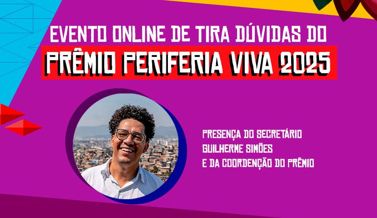 Banner com informações do Prêmio Periferia Viva