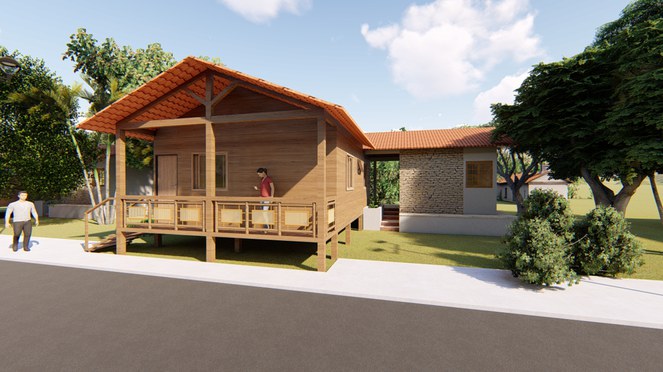 Na foto maquele eletrônica das novas moradias