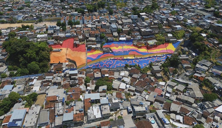 Visão aérea da obra executada na comunidade Sargento