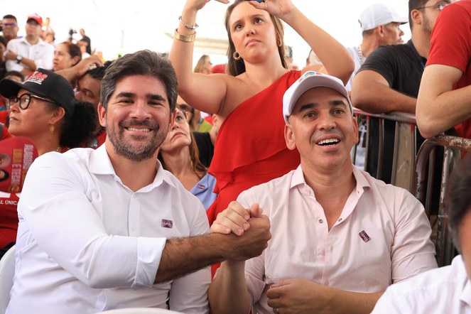 Na imagem secretários do ministérios, Augusto Rabelo e Hailton Moreira durante evento do Minha Casa, Minha Vida