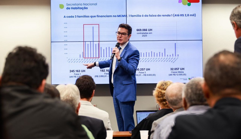 Na imagem ministro Jader Filho durante apresentação de balanço do Ministério das Cidades na Câmara dos Deputados